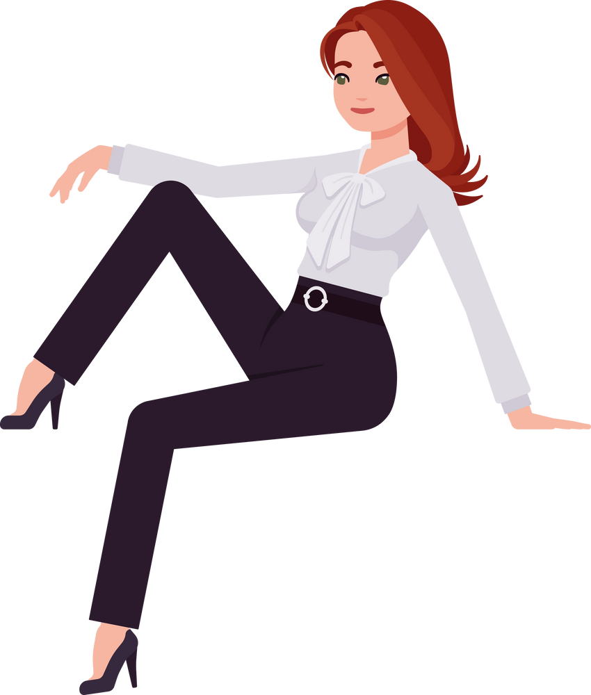 Business woman, assistant management consultant sitting leaning